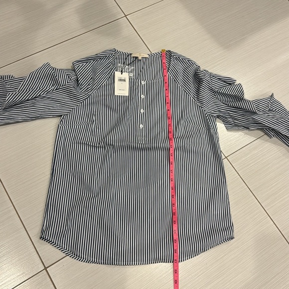 7 for All Mankind NWT Stripes Ruffle long sleeves blouse in Cotton/Nylon/Spandex - Picture 8 of 12